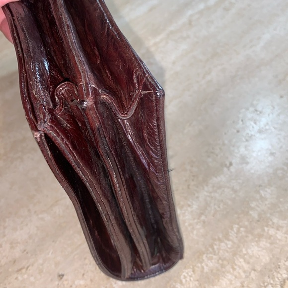 GENUINE EEL Brown Flap Clutch, 2 sections, pockets, detachable strap. Pristine! - Picture 11 of 17